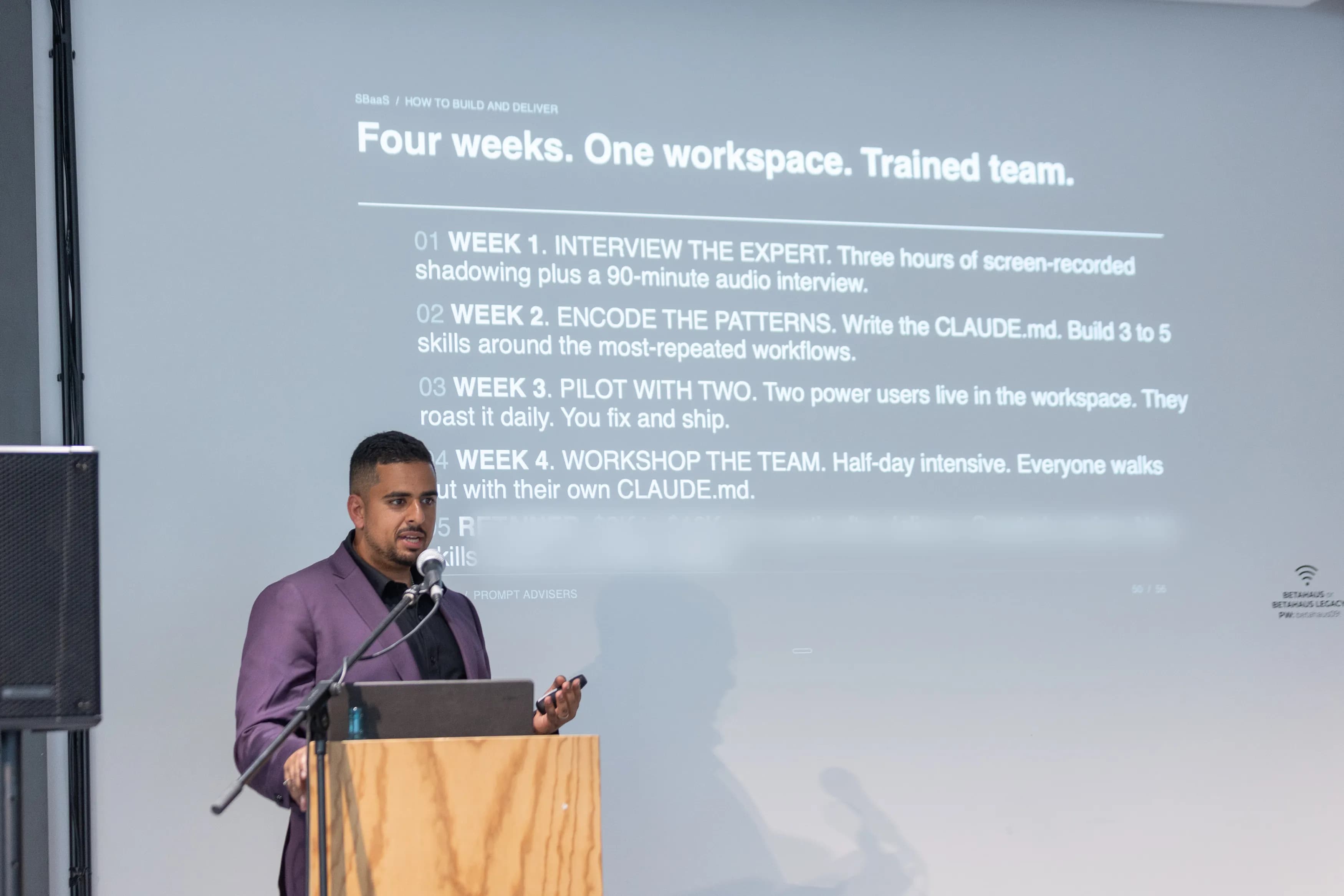 Mark presenting the four week bootcamp